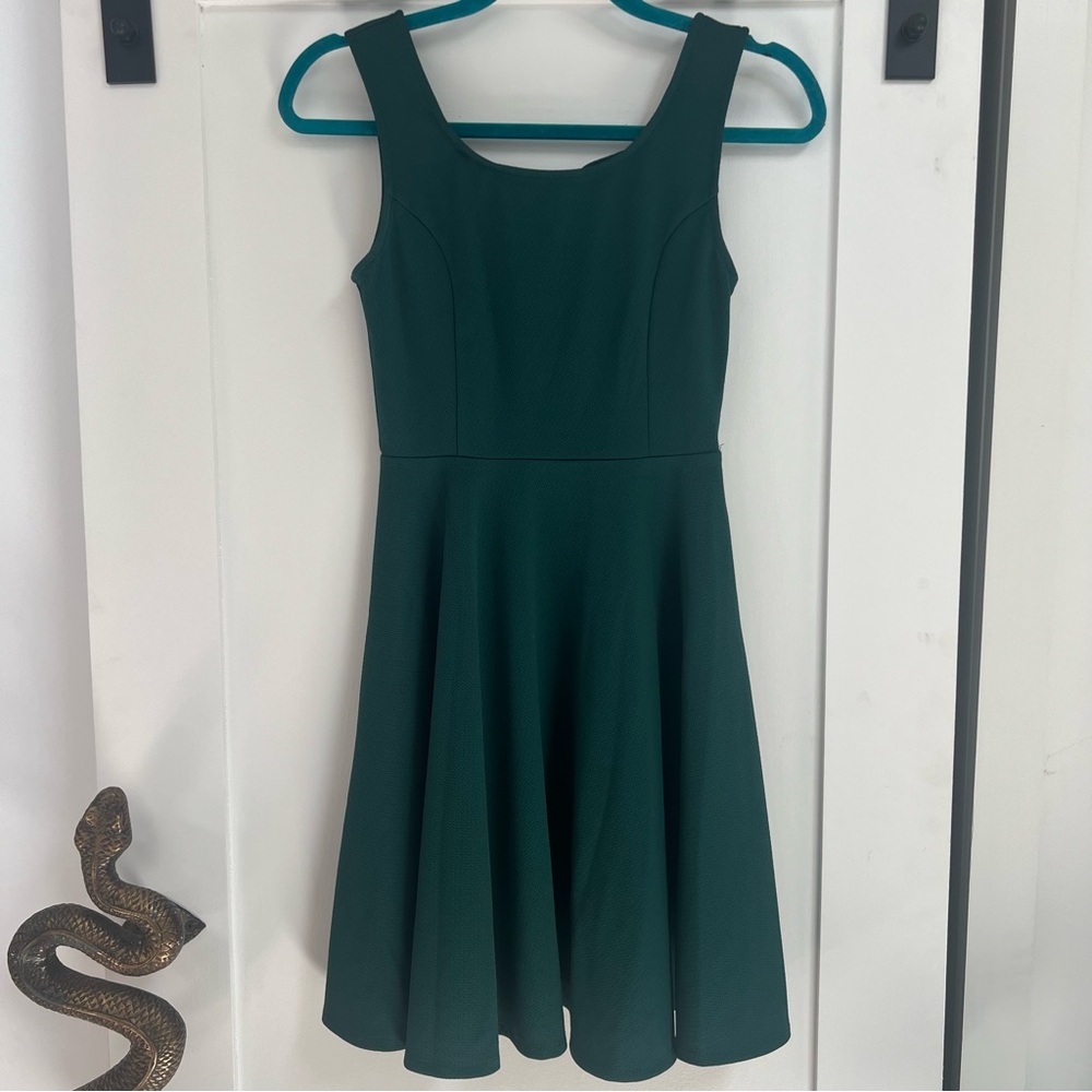 Ya Los Angeles Forest Green Backless Dress with Bow Detail